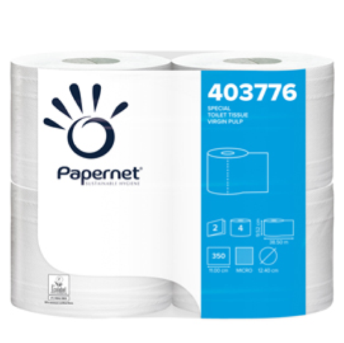 PAPERNET CARTA IGIENICA MICROGROFFRATA 2 VELI 38.50 MT 350 STRAPPI BIANCO CONF 56 Pz.